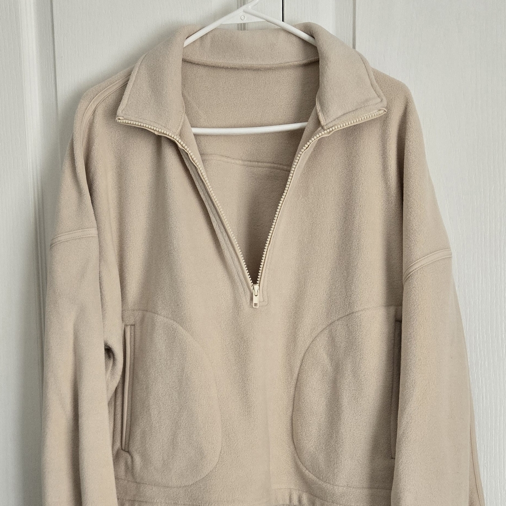 HALARA nwt Beige Fleece Quarter-Zip Top